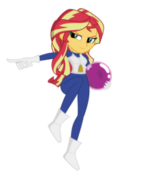 Size: 3700x4200 | Tagged: safe, artist:darthlena, sunset shimmer, equestria girls, g4, boots, clothes, cosplay, costume, crossover, dragon ball, dragon ball (object), female, full body, gloves, high res, raised leg, saiyan armor, shoes, simple background, solo, transparent background, vector, vegeta