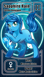 Size: 800x1399 | Tagged: safe, artist:vavacung, oc, oc only, oc:sapphire rain, pony, alicorn oc, commission, female, magic, mare, pactio card, solo, water