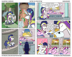 Size: 2000x1581 | Tagged: safe, artist:wadusher0, prince blueblood, princess cadance, shining armor, dove, g4, bait and switch, dialogue, fairy tale, gay, male, poop, shiningblood, shipping, shipping denied, sleeping beauty