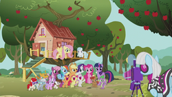 Size: 1280x720 | Tagged: safe, screencap, apple bloom, applejack, button mash, cheerilee, cotton cloudy, diamond tiara, fluttershy, photo finish, pinkie pie, pipsqueak, rainbow dash, rarity, scootaloo, silver spoon, snails, snips, spike, sweetie belle, twilight sparkle, twist, alicorn, earth pony, pony, crusaders of the lost mark, g4, camera, colt, female, liquid button, male, mare, twilight sparkle (alicorn)