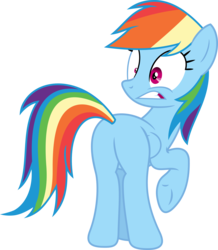 Size: 3122x3582 | Tagged: safe, artist:porygon2z, rainbow dash, g4, rarity investigates, butt, female, high res, inkscape, looking back, plot, rainbutt dash, raised hoof, shocked, simple background, solo, transparent background, vector