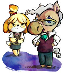 Size: 700x799 | Tagged: safe, artist:squidbombed, mayor mare, earth pony, anthro, g4, animal crossing, crossover, isabelle, style emulation