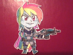 Size: 640x480 | Tagged: safe, artist:lordoflazy, part of a set, rainbow dash, equestria girls, g4, crossover, destiny (video game), hunter, hunter (destiny), traditional art
