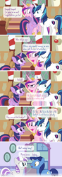 Size: 760x2160 | Tagged: safe, artist:dm29, night light, princess cadance, shining armor, twilight sparkle, twilight velvet, alicorn, pony, g4, the one where pinkie pie knows, auntie twilight, butt, comic, dialogue, episodes from the crystal empire, female, grammar error, hug, mare, plot, speech bubble, twilight sparkle (alicorn)