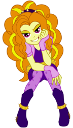 Size: 2300x4000 | Tagged: safe, artist:backgrounduser, adagio dazzle, equestria girls, g4, my little pony equestria girls: rainbow rocks, amulet, bedroom eyes, boots, clothes, female, fingerless gloves, gloves, grin, high res, looking at you, necklace, shoes, simple background, sitting, smiling, solo, spikes, transparent background, vector
