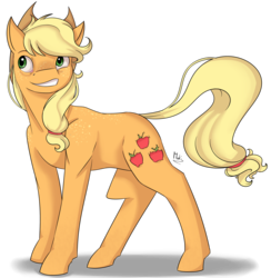 Size: 3198x3276 | Tagged: safe, artist:mokychan, applejack, earth pony, pony, g4, female, freckles, grin, high res, simple background, solo, transparent background