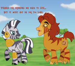 Size: 1684x1480 | Tagged: safe, artist:itoruna-the-platypus, zecora, zebra, g4, crossover, mufasa, species swap, the lion king, zebrafied