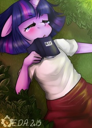 Size: 2500x3480 | Tagged: safe, artist:deadlionofinsanity, twilight sparkle, anthro, g4, book, crying, female, grass, high res, solo