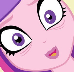 Size: 1024x1000 | Tagged: safe, edit, edited screencap, screencap, dean cadance, princess cadance, equestria girls, g4, my little pony equestria girls: friendship games, bust, close-up, face, faic, fake smile, female, forced smile, hi anon, horrified, looking at you, nightmare fuel, portrait, reaction image, smiling, solo, stepford smiler, wtf