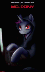Size: 1000x1600 | Tagged: safe, artist:darkdoomer, oc, oc only, cd-rom, clothes, computer, gif, hacker, hoodie, mr robot, non-animated gif, pc, ponified
