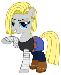 Size: 1903x2348 | Tagged: safe, artist:reitanna-seishin, marble pie, earth pony, pony, g4, android 18, boots, clothes, cosplay, costume, denim skirt, dragon ball, dragon ball z, female, halloween, nightmare night, pantyhose, simple background, skirt, solo, transparent background, vector