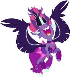 Size: 6100x6700 | Tagged: safe, artist:caliazian, sci-twi, twilight sparkle, pony, equestria girls, g4, my little pony equestria girls: friendship games, absurd resolution, adobe illustrator, clothes, equestria girls ponified, evil laugh, female, horn, midnight sparkle, necklace, nose in the air, open mouth, pendant, ponified, sharp teeth, simple background, solo, transparent background, vector, wings