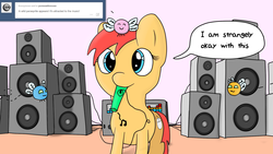 Size: 1920x1080 | Tagged: safe, artist:mlpfimguy, oc, oc only, oc:mouse pone, parasprite, ask, computer mouse, kazoo, music, musical instrument, question, speaker, tumblr