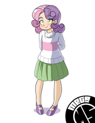 Size: 981x1270 | Tagged: safe, artist:megasweet, sweetie belle, human, g4, clothes, explicit source, female, humanized, skirt, solo