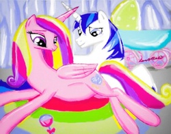 Size: 510x398 | Tagged: safe, artist:lunaofficial, princess cadance, shining armor, g4, baby carriage, female, male, pregnant, ship:shiningcadance, shipping, straight
