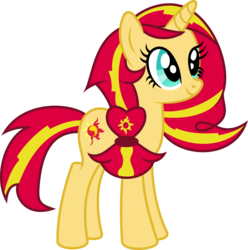 Size: 8000x8050 | Tagged: safe, artist:8-notes, sunset shimmer, pony, unicorn, equestria girls, g4, absurd resolution, alternate hairstyle, backwards cutie mark, female, ponyscape, simple background, solo, transparent background, vector