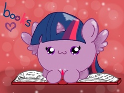 Size: 512x386 | Tagged: safe, artist:amberlea-draws, twilight sparkle, alicorn, pony, g4, blob ponies, book, cute, female, mare, solo, that pony sure does love books, twiabetes, twilight sparkle (alicorn)