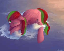 Size: 1280x1024 | Tagged: safe, artist:baccetfly, oc, oc only, pegasus, pony, cloud, cloudy, female, mare, solo