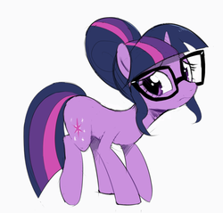Size: 975x933 | Tagged: safe, artist:30clock, sci-twi, twilight sparkle, pony, unicorn, equestria girls, alternate hairstyle, cute, equestria girls ponified, female, frown, glasses, hilarious in hindsight, ponified, ponified humanized pony, raised hoof, raised leg, shy, simple background, solo, unicorn sci-twi, white background
