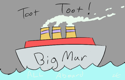 Size: 591x378 | Tagged: safe, artist:liracrown, all aboard, big macintosh, marble pie, g4, hearthbreakers, female, literal shipping, male, no pony, ship, ship:marblemac, shipping, straight