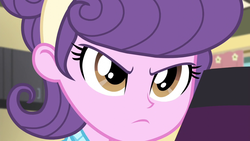 Size: 1280x720 | Tagged: safe, screencap, suri polomare, acadeca, equestria girls, g4, my little pony equestria girls: friendship games, cute, determination, determined, female, frown, game face, glare, solo, suribetes