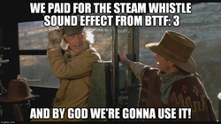 Size: 888x499 | Tagged: safe, screencap, g4, hearthbreakers, back to the future, barely pony related, christopher lloyd, doc brown, image macro, locomotive, marty mcfly, meme, michael j. fox, train