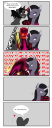 Size: 1000x2421 | Tagged: safe, artist:flam3zero, king sombra, oleander (tfh), classical unicorn, them's fightin' herds, g4, comic, community related, crossover, horn, leonine tail, speech bubble, versus