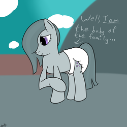 Size: 1000x1000 | Tagged: safe, artist:spritepony, marble pie, g4, hearthbreakers, diaper, female, non-baby in diaper, solo