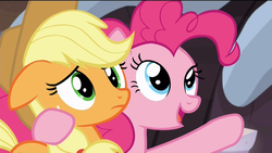 Size: 1920x1080 | Tagged: safe, screencap, applejack, pinkie pie, g4, hearthbreakers, x x everywhere