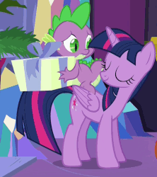 Size: 846x952 | Tagged: safe, screencap, spike, twilight sparkle, alicorn, dragon, pony, g4, hearthbreakers, animated, dragons riding ponies, eyes closed, female, frown, headbob, loop, mare, nodding, present, riding, smiling, spike riding twilight, twilight sparkle (alicorn)