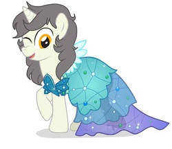 Size: 750x650 | Tagged: safe, artist:lion-grey, oc, oc only, oc:short fuse, clothes, crossdressing, dress, male, princess dress, solo