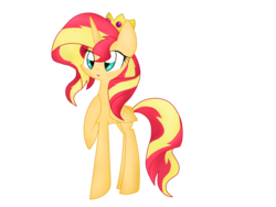 Size: 1600x1200 | Tagged: safe, artist:luckyclau, sunset shimmer, alicorn, pony, g4, alicornified, crown, cute, female, hoof on chest, race swap, shimmerbetes, shimmercorn, simple background, solo, transparent background