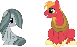 Size: 6000x3642 | Tagged: safe, artist:magister39, big macintosh, marble pie, earth pony, pony, g4, hearthbreakers, absurd resolution, male, ship:marblemac, shipping, simple background, smiling, stallion, straight, transparent background, vector