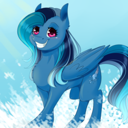 Size: 1000x1000 | Tagged: safe, artist:chiweee, oc, oc only, oc:aqua drop, pegasus, pony, cute, smiling, solo