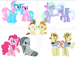 Size: 636x476 | Tagged: safe, aloe, cloudchaser, flam, flim, flitter, lotus blossom, marble pie, pinkie pie, pound cake, pumpkin cake, earth pony, pegasus, pony, unicorn, g4, brother and sister, brothers, cake twins, female, flim flam brothers, horn, male, pie sisters, siblings, sisters, spa twins, twins