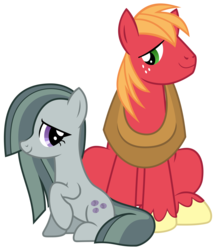 Size: 3200x3700 | Tagged: safe, artist:cheezedoodle96, big macintosh, marble pie, earth pony, pony, g4, hearthbreakers, .svg available, eye contact, female, high res, male, mare, ship:marblemac, shipping, simple background, sitting, stallion, straight, svg, transparent background, vector
