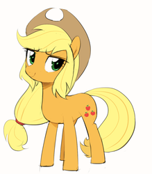 Size: 962x1096 | Tagged: dead source, safe, artist:30clock, applejack, earth pony, pony, equestria girls, g4, alternate hairstyle, female, mare, simple background, solo, white background