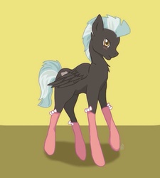 Size: 864x960 | Tagged: safe, artist:serenity, thunderlane, pegasus, pony, g4, blushing, clothes, looking at you, male, simple background, socks, solo, stallion