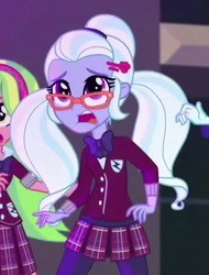Size: 353x464 | Tagged: safe, screencap, lemon zest, principal abacus cinch, sugarcoat, equestria girls, g4, my little pony equestria girls: friendship games, image macro, looking up, meme, scared
