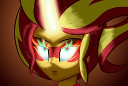 Size: 1280x860 | Tagged: safe, artist:cybersquirrel, sunset shimmer, equestria girls, g4, my little pony equestria girls: friendship games, daydream shimmer, female, glowing eyes, solo