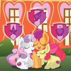 Size: 1024x1024 | Tagged: safe, artist:dr-whiskey, apple bloom, scootaloo, sweetie belle, crusaders of the lost mark, g4, commission, crying, cutie mark, cutie mark crusaders, tears of joy, the cmc's cutie marks