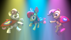 Size: 1920x1080 | Tagged: safe, artist:sugarcube-cake, apple bloom, scootaloo, sweetie belle, crusaders of the lost mark, g4, 3d, cape, clothes, cutie mark, cutie mark crusaders, source filmmaker, the cmc's cutie marks