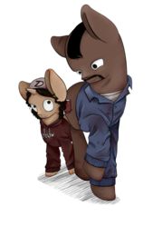 Size: 753x1113 | Tagged: safe, artist:lucky-jacky, clementine (walking dead), faic, lee everett, pair, ponified, the walking dead, the walking dead game