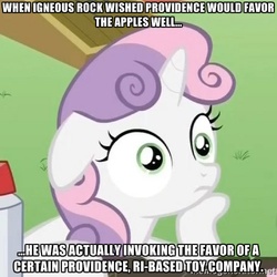 Size: 500x500 | Tagged: safe, screencap, cloudy quartz, igneous rock pie, sweetie belle, g4, hearthbreakers, my little pony: friendship is magic, exploitable meme, hasbro, image macro, meme, providence, ship:quartzrock, sudden clarity sweetie belle