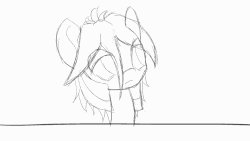 Size: 1280x720 | Tagged: safe, artist:an-m, oc, oc only, oc:reflect decrypt, animated, floppy ears, looking away, monochrome, shocked, shy, sketch, smiling, solo, wavy mouth, wide eyes