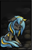 Size: 695x1073 | Tagged: safe, artist:starshinebeast, oc, oc only, oc:echo, changeling, blue changeling, changeling oc, crying, cute, cuteling, double colored changeling, female, prison, sad, sadorable, solo, yellow changeling