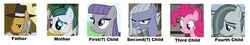 Size: 2840x512 | Tagged: safe, cloudy quartz, igneous rock pie, limestone pie, marble pie, maud pie, pinkie pie, g4, hearthbreakers, discussion, discussion in the comments, family, pie family, pie sisters, pie twins, ship:quartzrock, siblings, sisters, twins