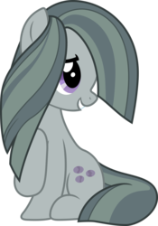 Size: 4000x5730 | Tagged: safe, artist:the-aziz, marble pie, earth pony, pony, g4, hearthbreakers, cute, female, grin, looking back, marblebetes, raised hoof, simple background, sitting, smiling, solo, transparent background, vector