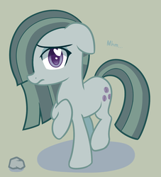 Size: 1198x1321 | Tagged: safe, artist:puetsua, marble pie, earth pony, pony, g4, hearthbreakers, female, gray background, heart eyes, mare, raised hoof, rock, simple background, solo, wingding eyes