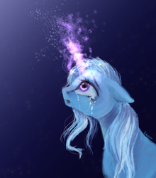 Size: 801x909 | Tagged: safe, artist:kukirra, trixie, pony, unicorn, g4, crying, female, magic, mare, solo